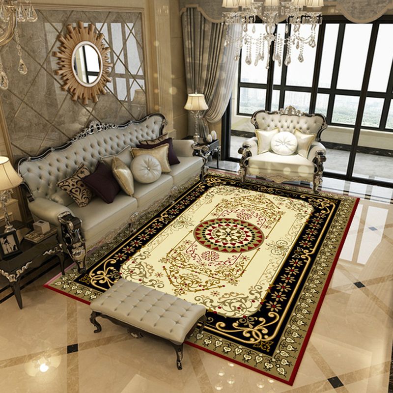 Moroccan Tribal Classicism Rug Polyester Indoor Carpet Non-Slip Backing Area Rug for Living Room