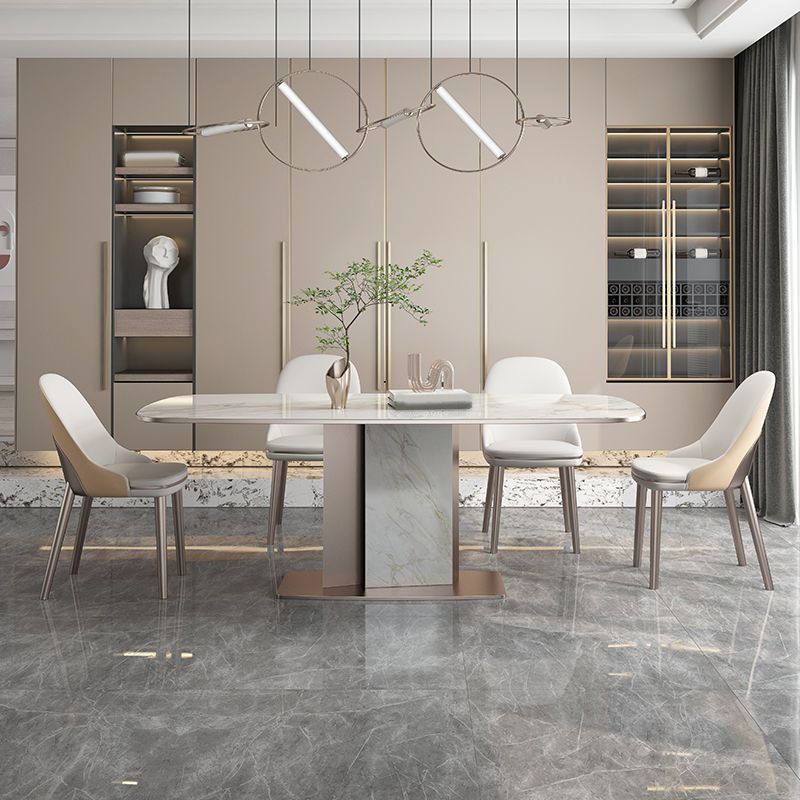 Nordic Sintered Stone Top Dining Set Rectangular 1/4/5/7 Pieces Dinette Table Set