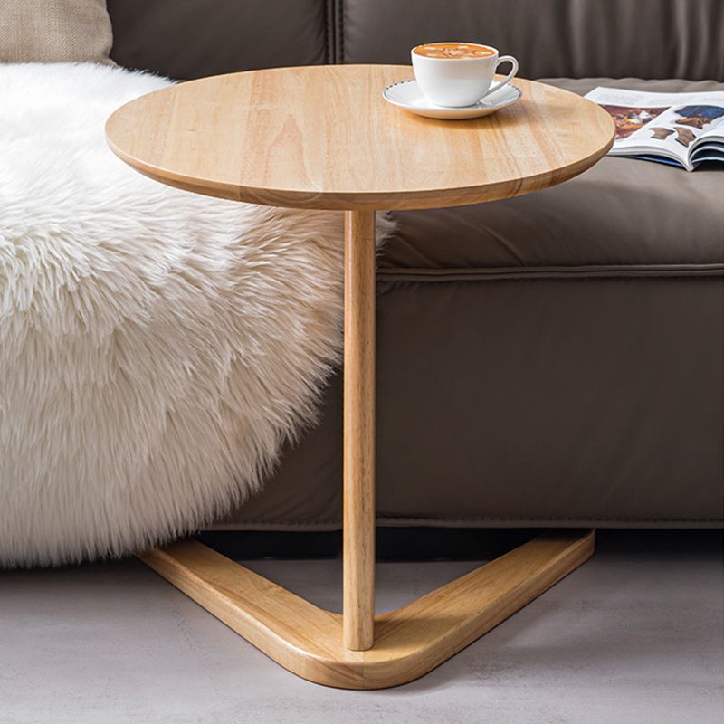 Contemporary Round Side Table Rubberwood Side End Snack Table