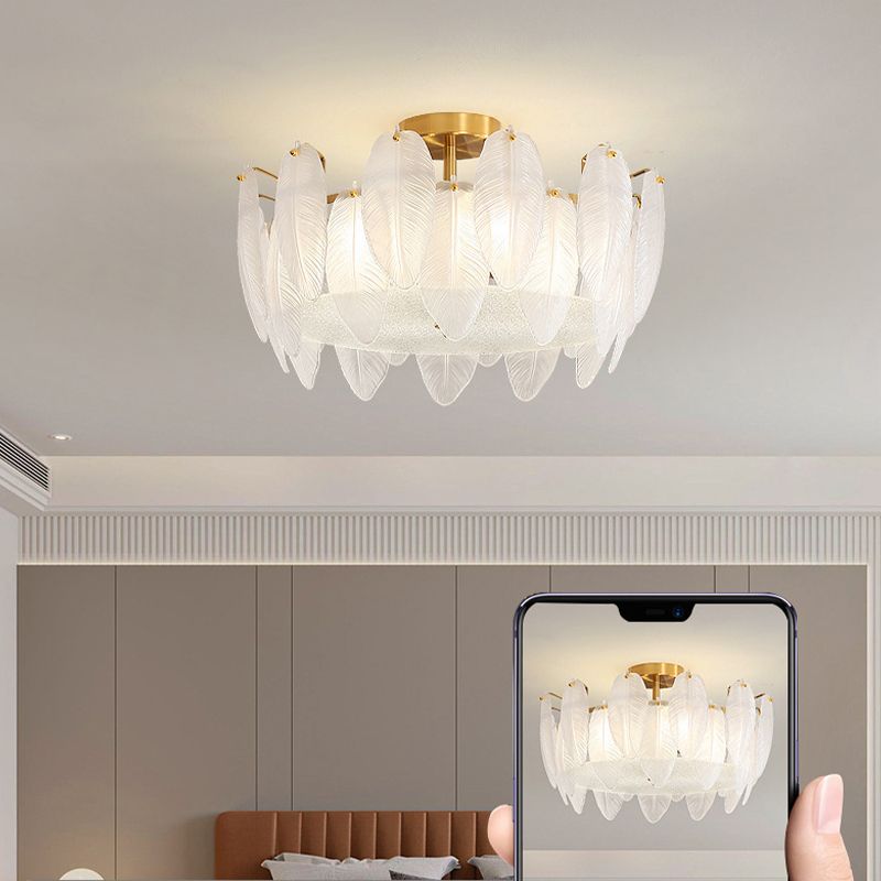 Contemporary Ceiling Lamp Creative Flush Mount Light Fixture with Glass Shade