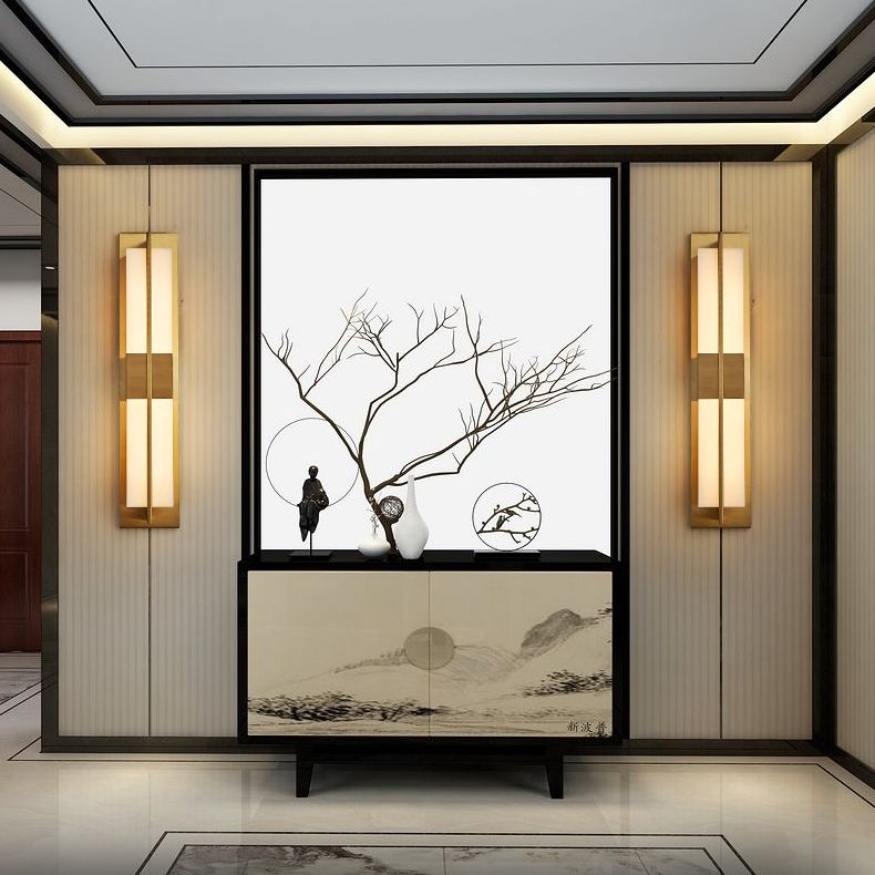 Gold Metal Modern Wall Sconce Rectangular Wall Mounted Light for Living Room