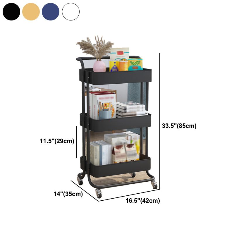 Metal Frame Open Etagere Bookshelf Contemporary Vertical Bookcase with Caster Wheels