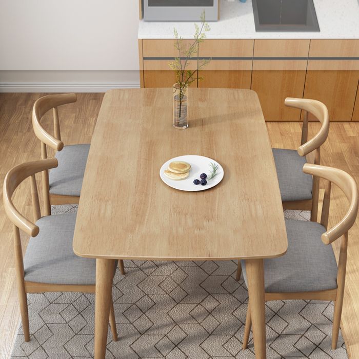 Glam Solid Wood Kitchen Dining Table Rectangle Shape Standard Dining Table with 4 Legs Base