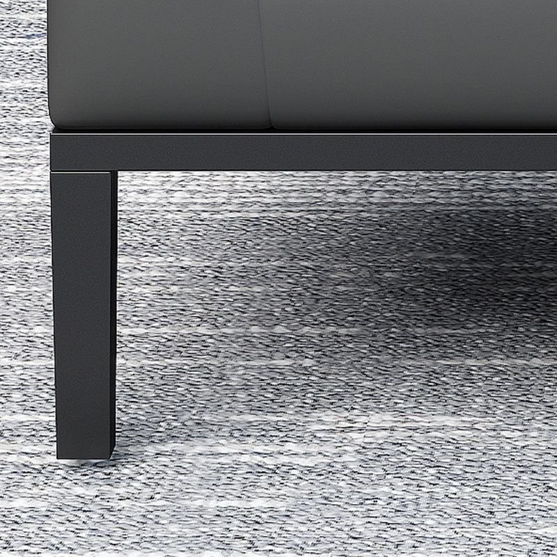 Square Arm Settee Stain-Resistant Leather Couch in Black/Grey