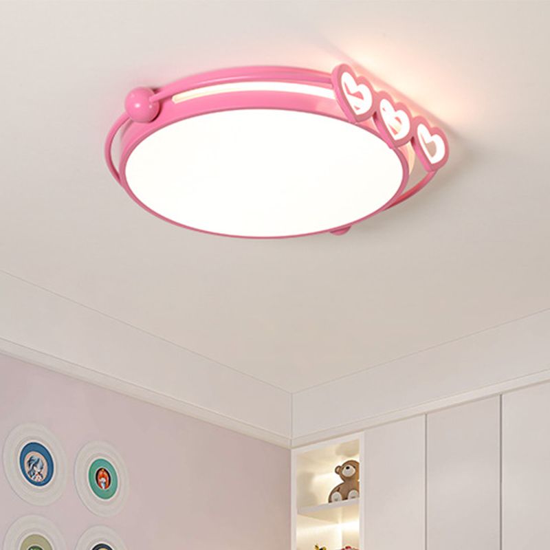 Modernisme LED Éclairage Éclairage Rose / Bleu Halo Flush Mount Light with Acrylic Shade and Loving Heart Decor