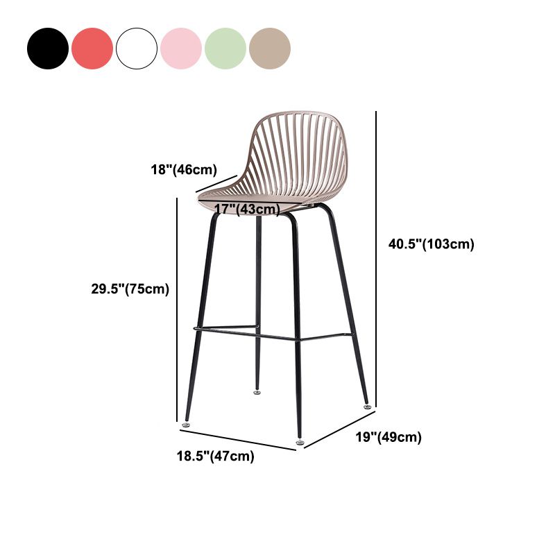 41" Height Backrest Armless Counter Stool Modern Iron Bar Stool with Plastic Cushion
