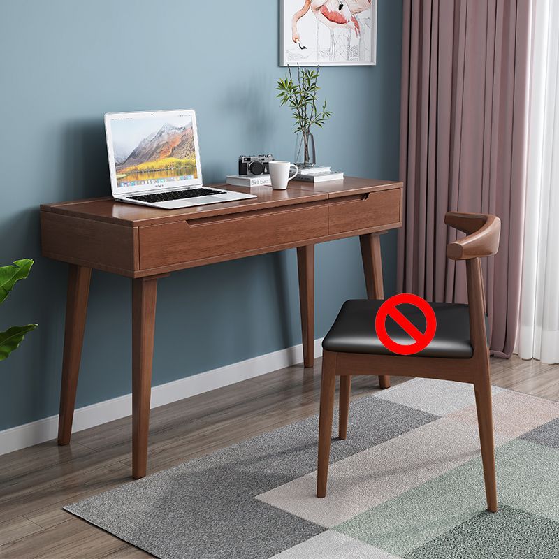 Scandinavian Solid Wood Vanity Makeup Table Set 1 Drawer Flip-Top Dressing Table