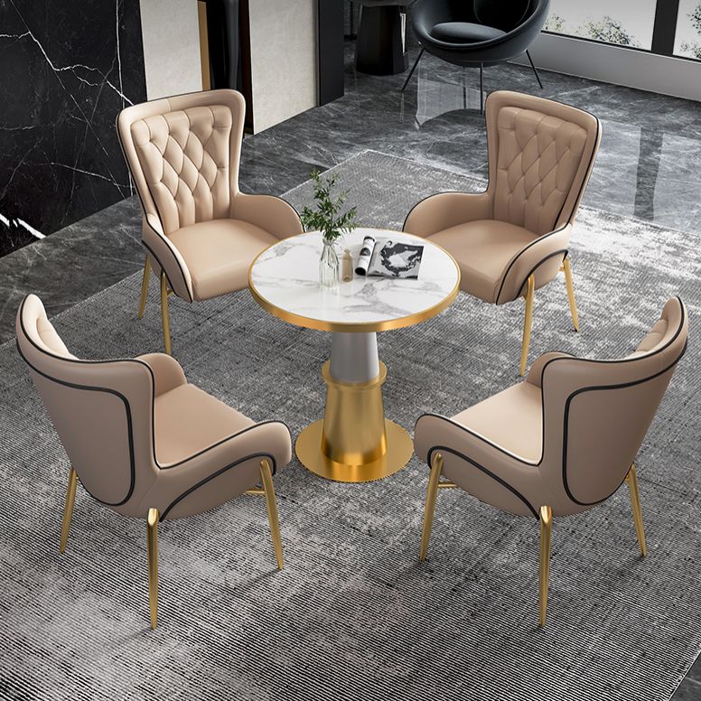 Modern Faux Marble Dining Set Round 1/5 Pieces Dining Set for Home Use