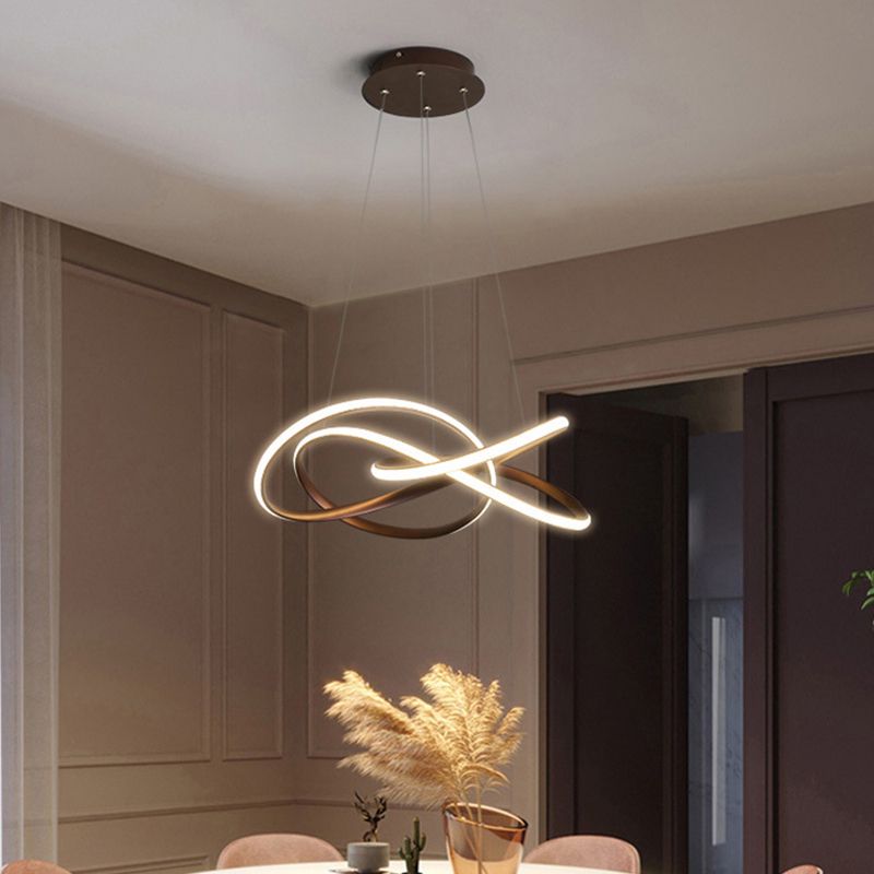 Twist lampada a sospensione sala da pranzo in alluminio ciondolo lampadario a LED minimalista nel caffè, luce calda/bianca