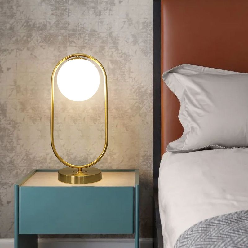 Modern Style Geometry Night Table Lamp White Glass One Light Table Light for Bedroom