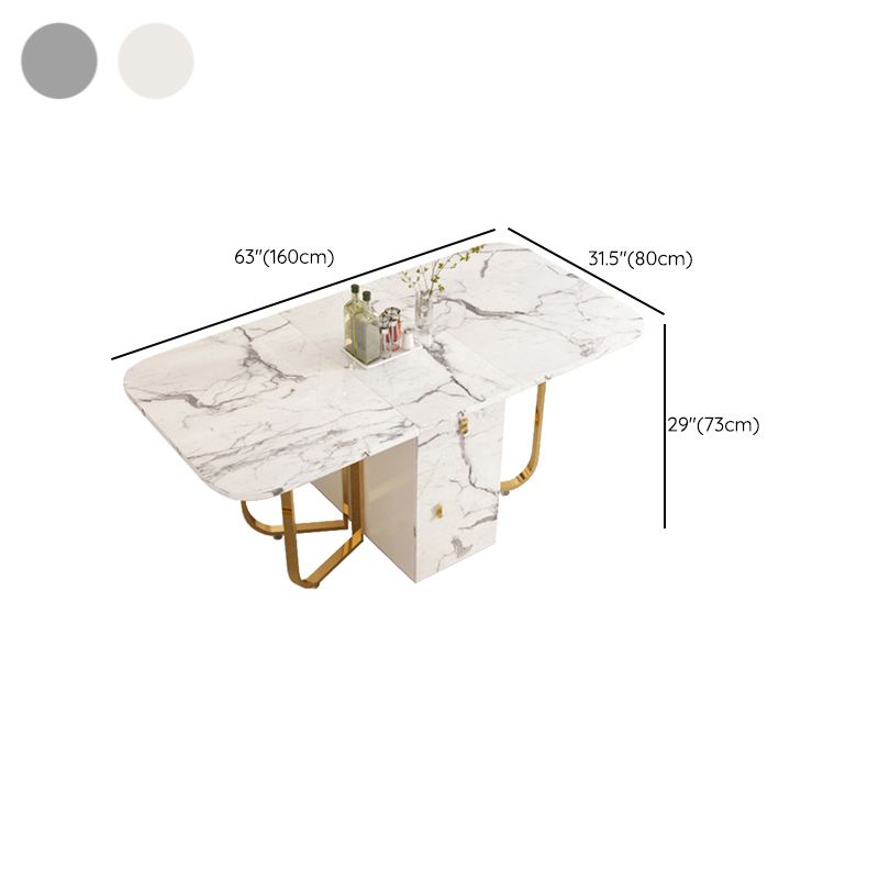 Modern Simple Dining Table Collapsible Dinner Table with Metal Base for Dining Room