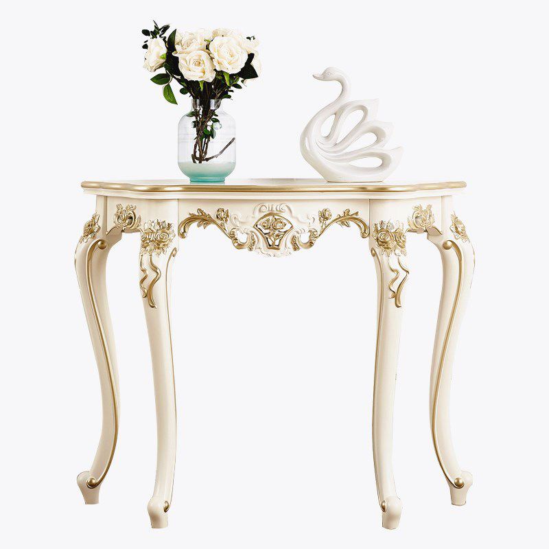 Victorian Hall 4 Legs Solid Wood Half Moon Console Accent Table