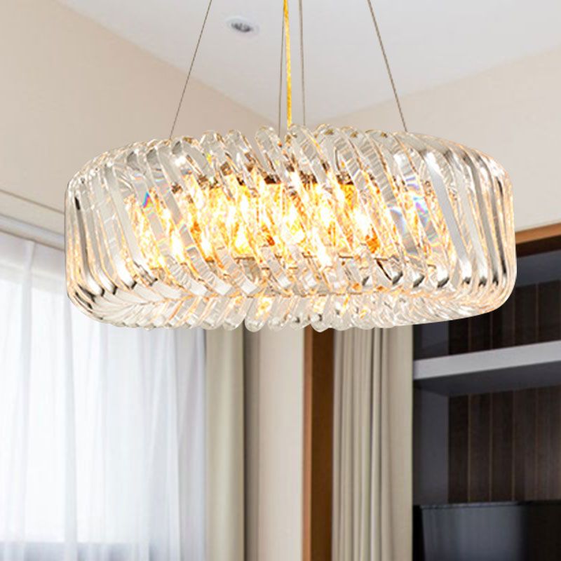 Luminaire de lustre rond à cristal clair 4/9 lumières vers le bas pour le salon