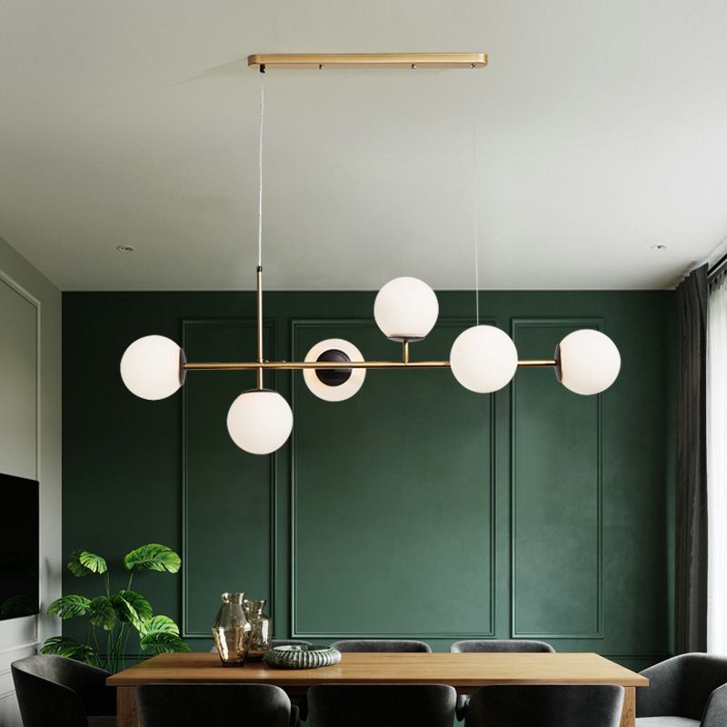 Modern Island Light Multi Lights Island Hanging Light with Glass Shade for Living Room