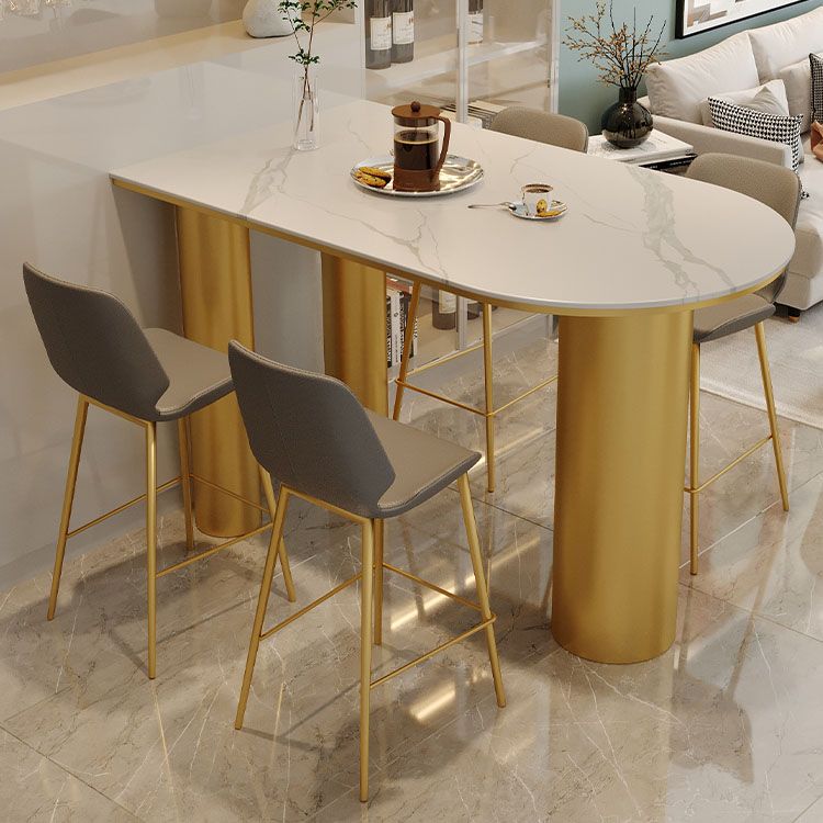 White Stone Top Counter Set Modern 1/2/5 Pieces Indoor Bar Stool and Table Set