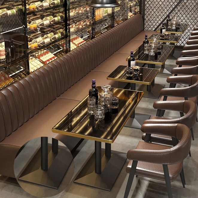 Industrial Style Dining Table Black Table with Metal Pedestal Base for Dining Room