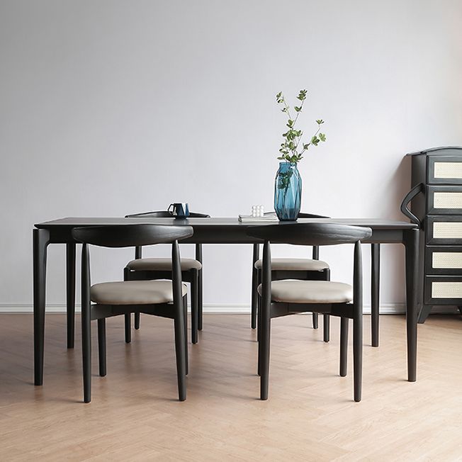Modern Black Dining Set 1/2/5 Pieces Rectangle Indoor Wood Legs Dinette Set