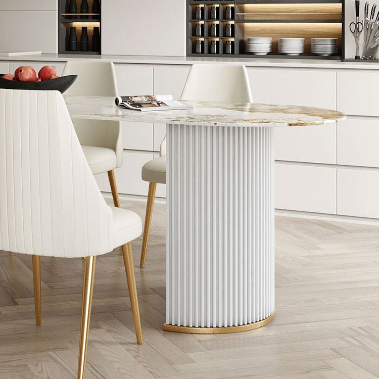 Free Form Sintered Stone Table for Restaurant Luxury Table with Double Pedestal