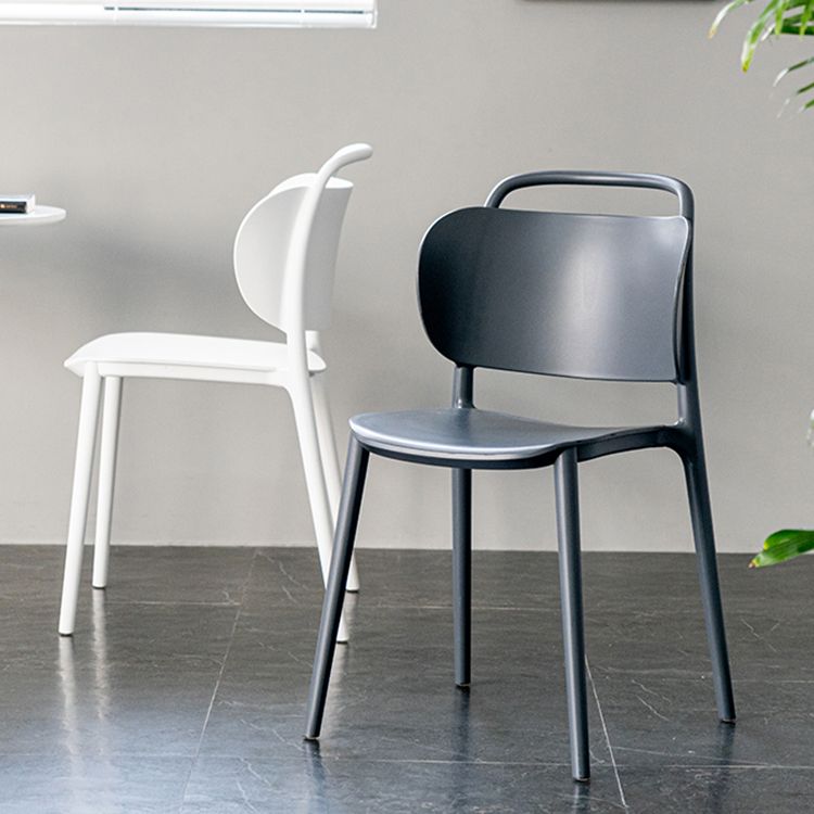 Modern Plastic Dining Chair Open Back Dining Side Armless Chair for Kitchen