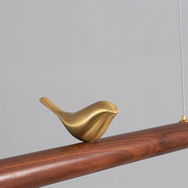 Contemporary Kitchen Pendant Light Linear Ceiling Pendant Light Wood 1 Light