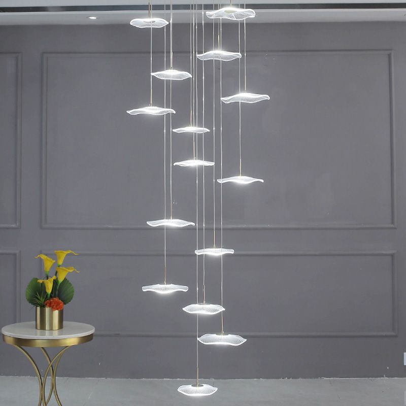 Modern Special Shape Pendant Clear Acrylic Hanging Ceiling Light for Spiral Stair