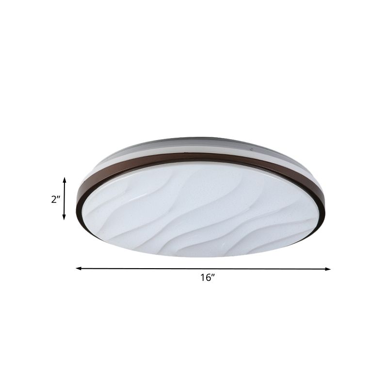 Round and Wave Bedroom Flush Mount Acrylic 16"/19.5" Dia LED Modernist Ceiling Flush in Black, Warm/White Light