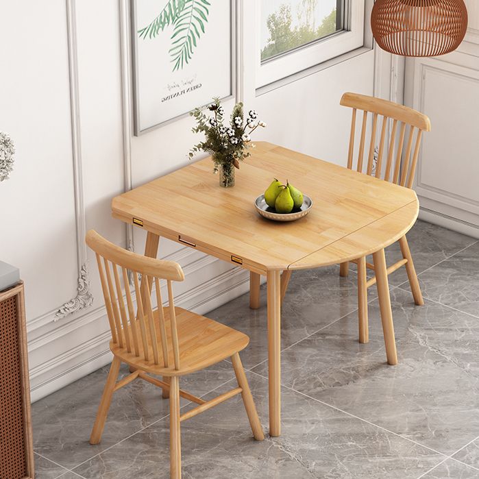 Table à manger ronde contemporaine table en bois massif en caoutchouc avec 4 jambes pour salle à manger