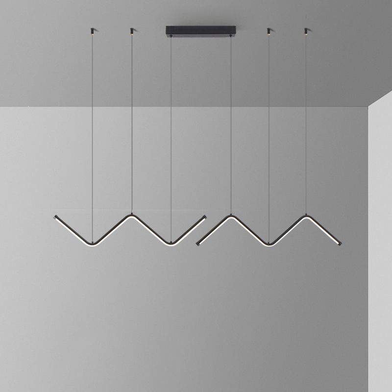 Nordic Aluminum Island Light Linear LED Island Pendant for Dining Room
