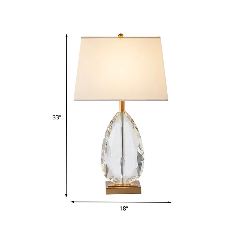 1 Glühbirnenschlafzimmertisch Licht moderner beige Nachttischlampe mit Trapezstoffschatten