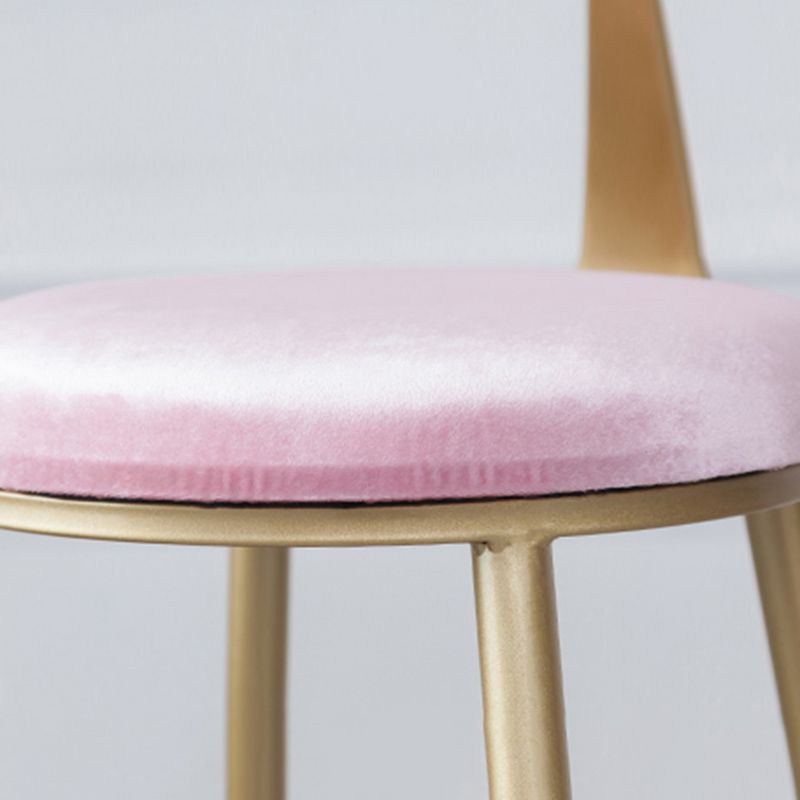 Scandinavian Footrest Bar Stools Fabric Round Seat Barstool with 4 Gold Iron Legs