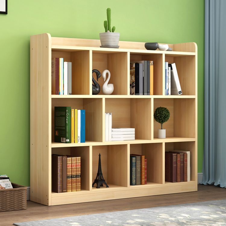 Solid Wood Bookshelf Contemporary Style Natural Bookcase for Study Room Office