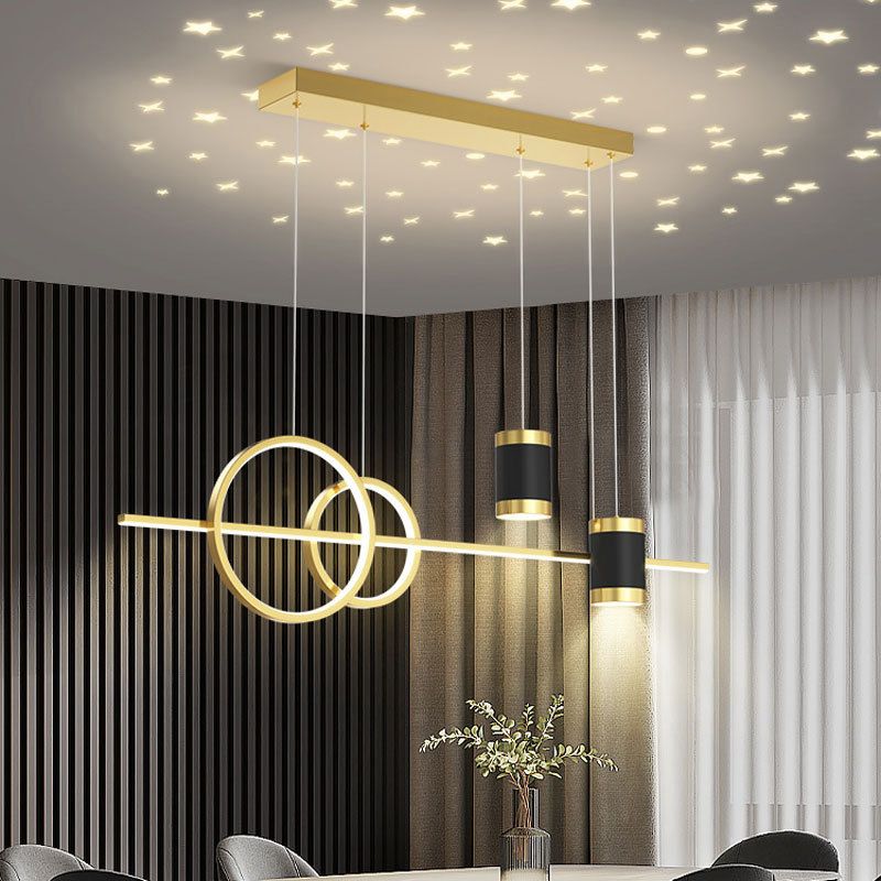 4-Lights Modern Island Pendants Metal Pendant Lights for Dining Room