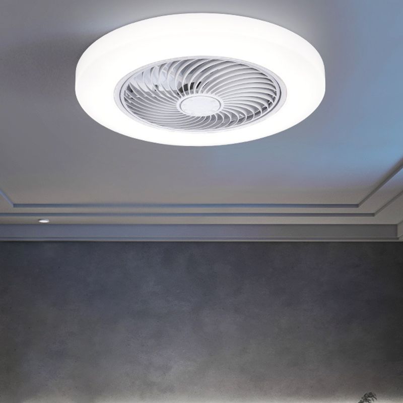 Modern Style Round Fan Light Fixture Acrylic Bedroom LED Semi Flush Ceiling Light
