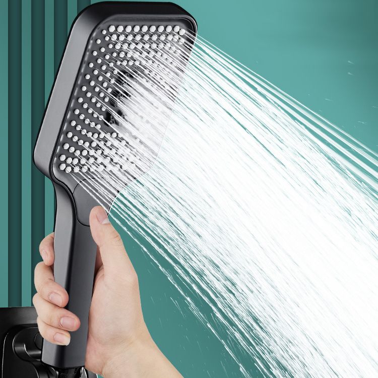 Modern Rectangular Hand Shower in Black 3 Sprays Wall-Mount Hand Shower