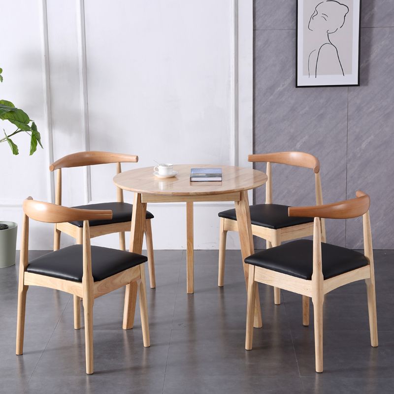 Modern Style Kitchen Dinette Set Solid Wood Top Dining Furniture Set with 3 Legs Base