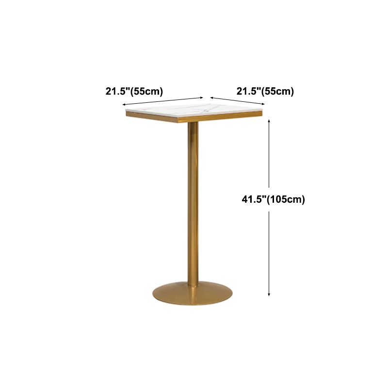 Glam Faux Marble Bistro Table Indoor Gold Steel Bar Dining Table with Single Pedestal