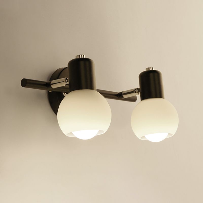 White Glass Bubble Wall Mounted Vanity Lights Modern Style Wall Sconce Lighting
