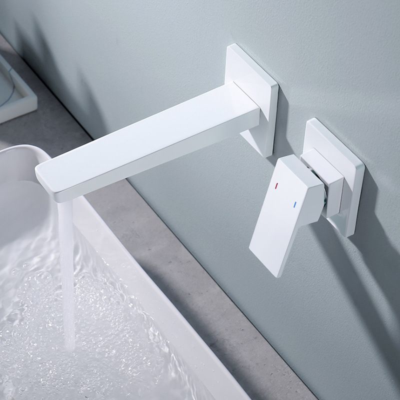 Lever Handle Wall Mounted Bathroom Faucet Modern Faucet with Hot and Cold Indication