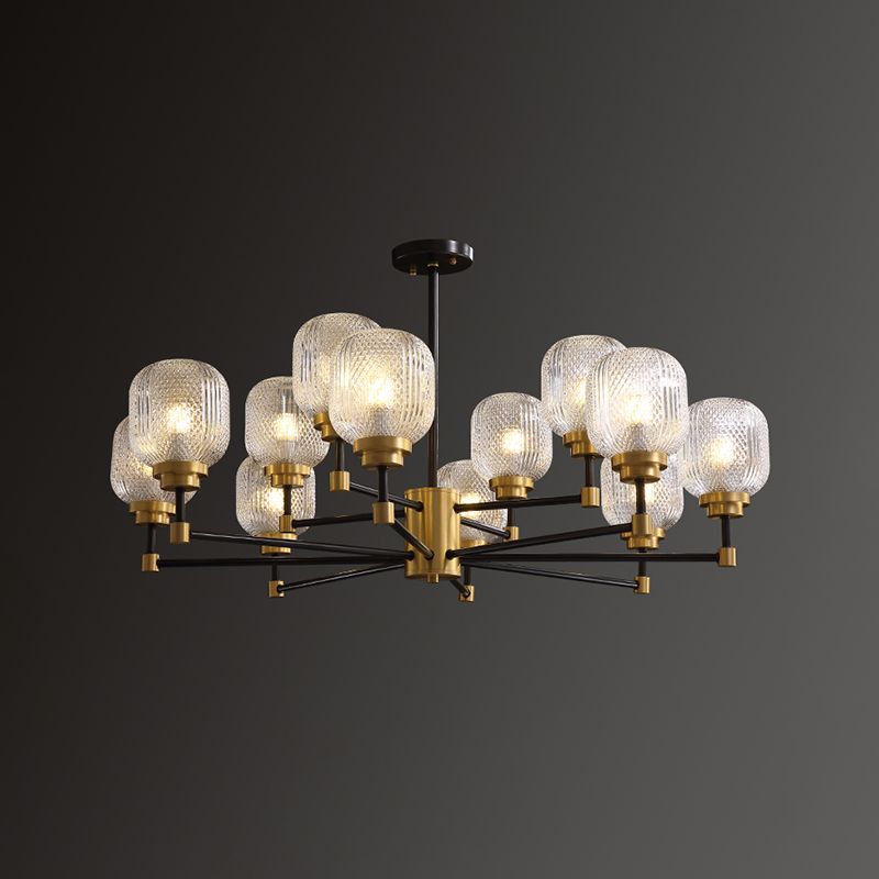 Brass Geometric Shape Chandelier Modern Chandelier Lamp with Prismatic Glass for Bedroom