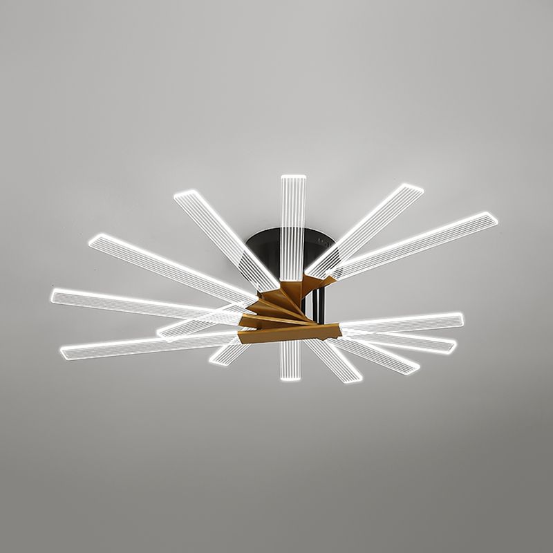 Metal Round Shade Flush Ceiling Light Modern Multi Lights Flush Mount Fixture in Brass