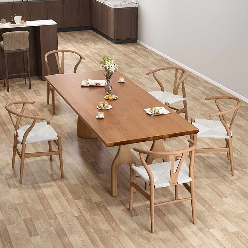 Modern Pine Wood Table for Restaurant Rectangle Dining Table with 3 Legs