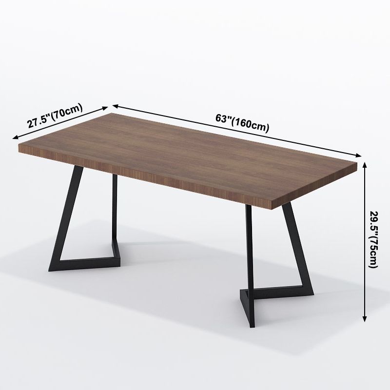 Industrial Brauner Esstisch Massivholz Tisch mit Metallbasis für Esszimmer