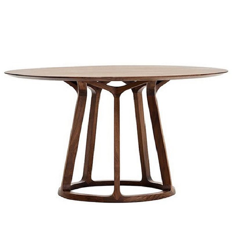 Table à manger en bois massif moderne table ronde marron avec base de piédestal pour la maison
