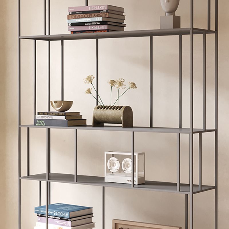 Modern Style Open Back Bookshelf Vertical Metal Bookcase with Shelves