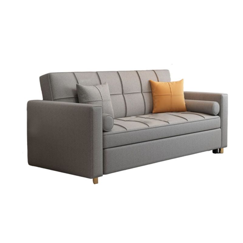 Contemporary Bonded Leather Futon Sleeper Sofa in Grey with Square Arms