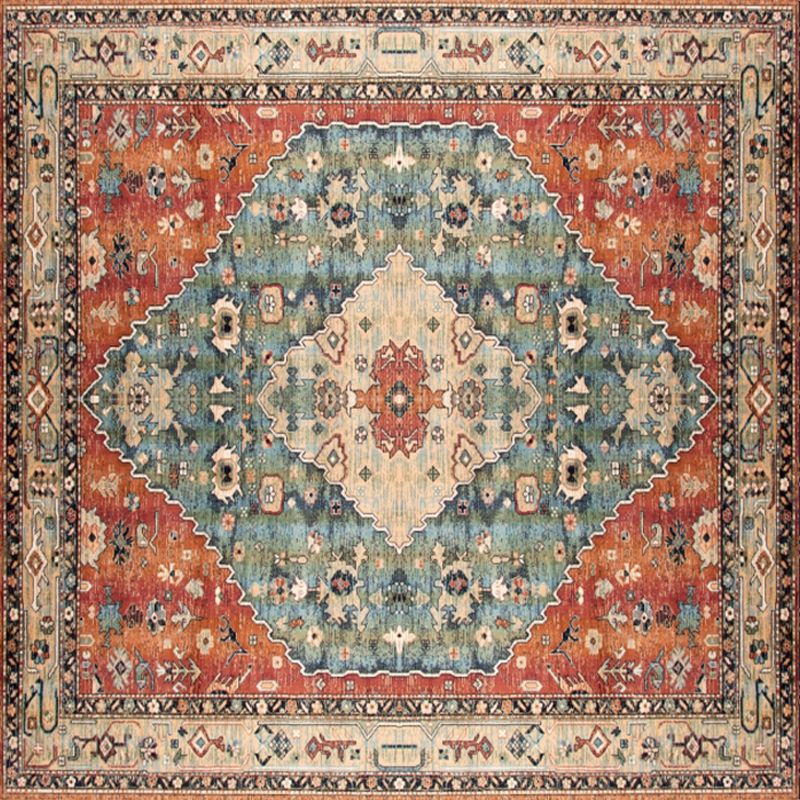 Shabby Chic Floral Area Rug Multi-Color Persian Carpet Polypropylene Anti-Slip Backing Washable Pet Friendly Rug for Foyer