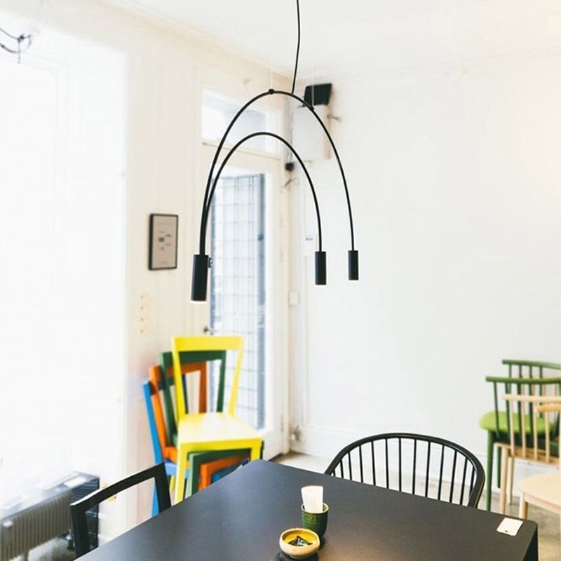 Simple Island Chandelier Lights Modern Style Cylinder Shape Metal Multi Light Pendant