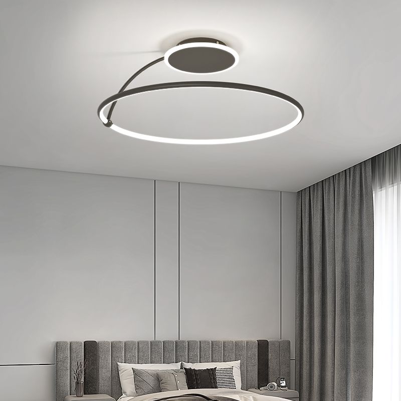 Nordic Metal Ceiling Light Circle 2 Lights Flush Mount Ceiling Light for Bedroom