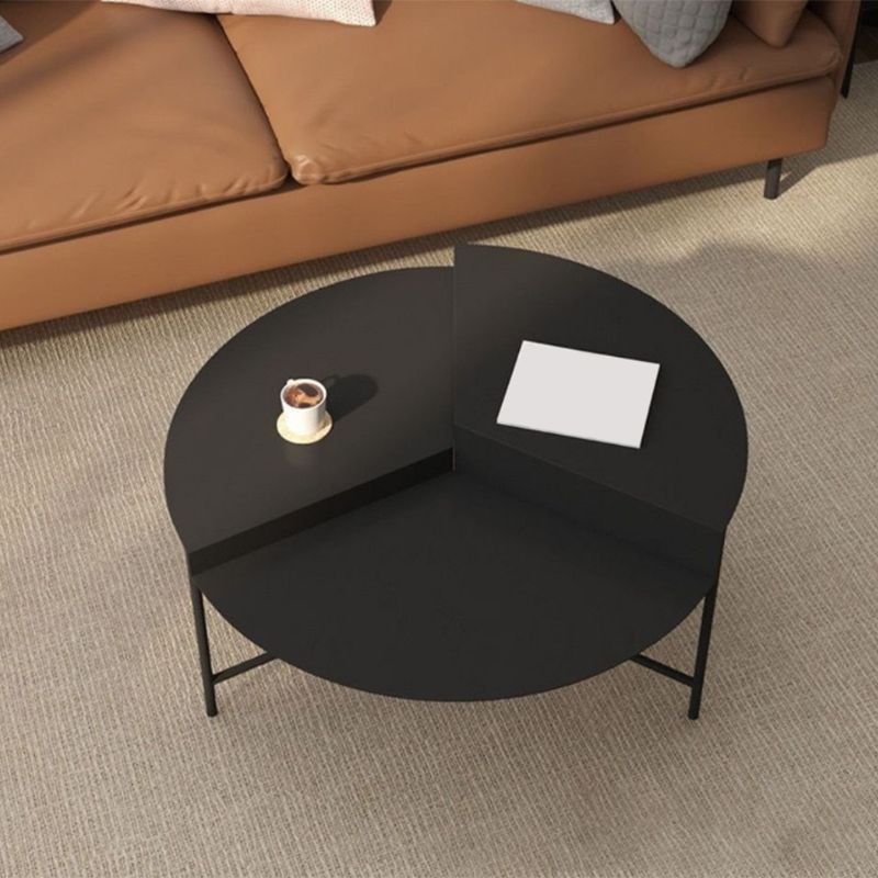 Geometric Metal Coffee Table Dia 27.6" 3 Legs Cocktail Table