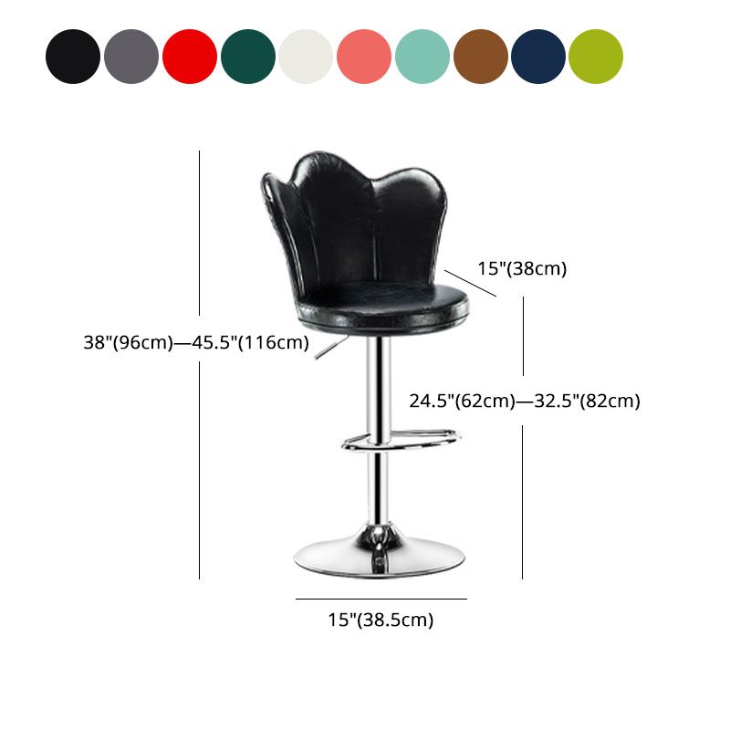 Adjustable Height Upholstered Counter Stools Scandinavian Bar Stools with Chrome Base